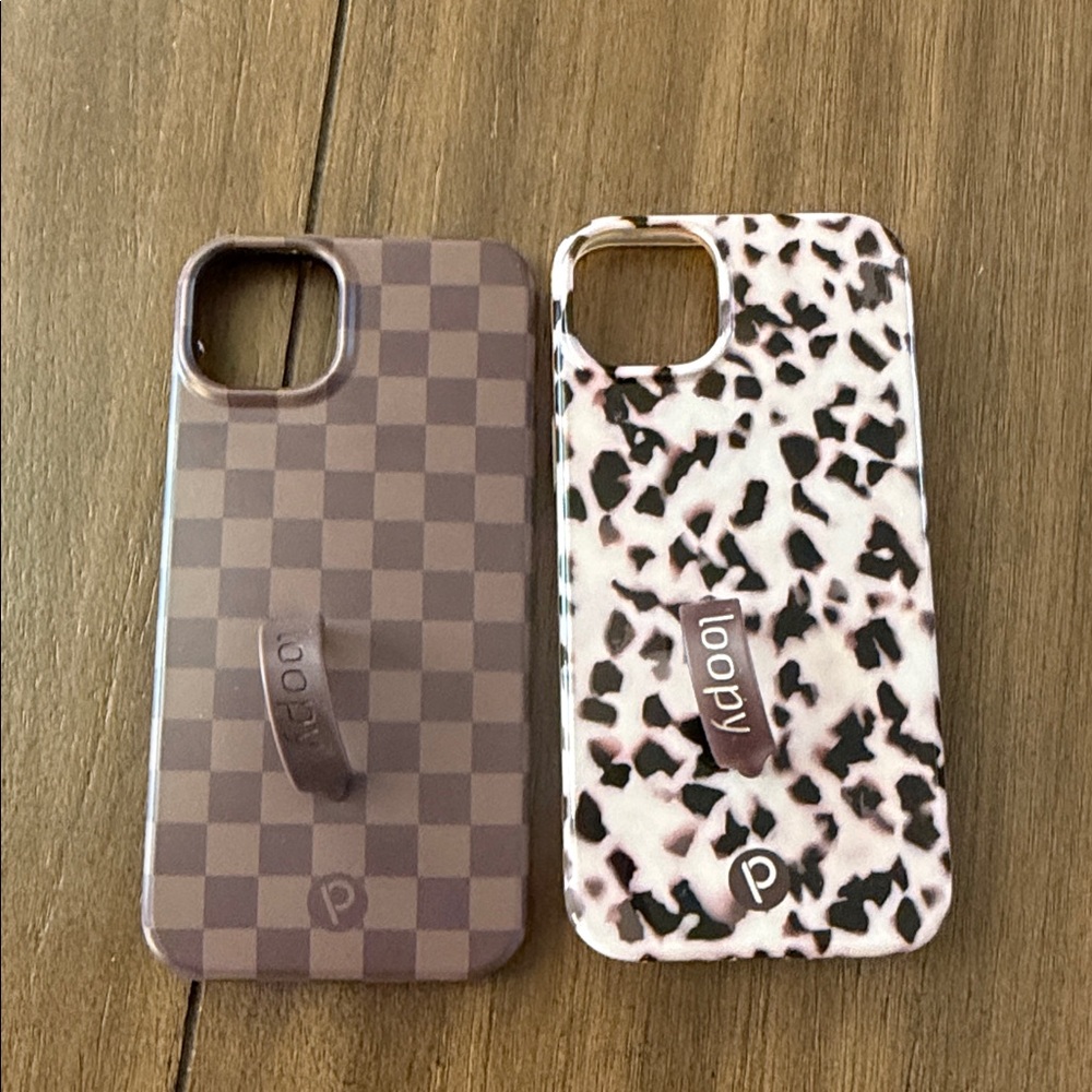 Loopy Case IPHONE 15 PLUS Leopard Print Phone Case and checkered brown